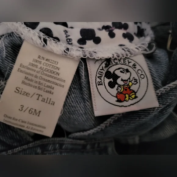 Vintage 90s Disney Minnie Mouse Denim Overalls with Pink Bow Baby Mickey & Co - Picture 6 of 6